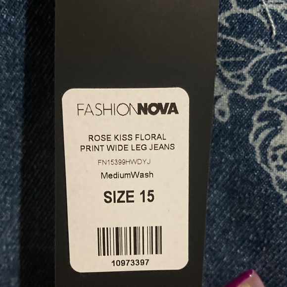 Fashion Nova Blue Floral Patterned Denim - Picture 3 of 3